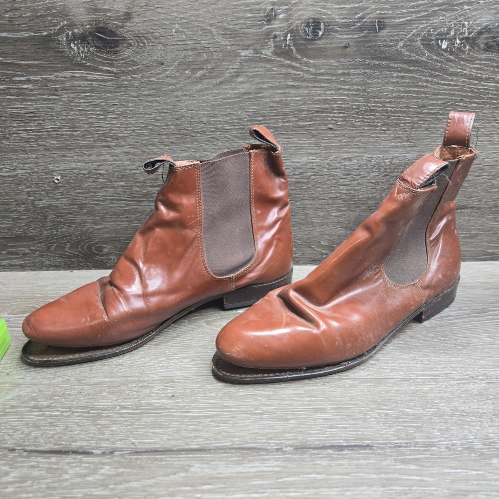 Vintage Leather Vero Cuoio Boot Shoe Brown Peep Toe Heel Scalloped Italy 7